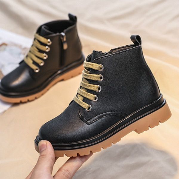 

kids shoes fashion martin boots 2020 new arrival boys girls children casual solid color shoes trendy martin boots, Black;grey