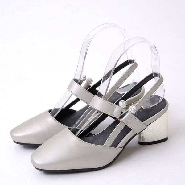 

sandals big size simple with square head and thick heel high heels women shoes woman summer ladies, Black