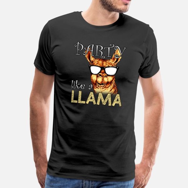 

party like a llama t shirt men design cotton s-xxxl novelty graphic building spring letter shirt