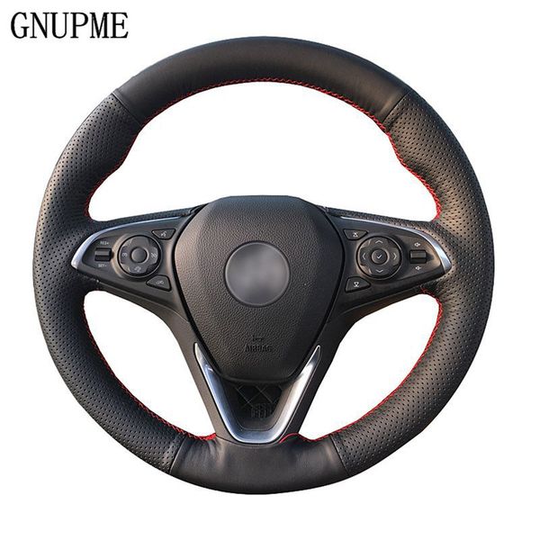 

gnupme hand-stitched black genuine leather steering wheel cover for envision verano 2005-2020 car special steering covers