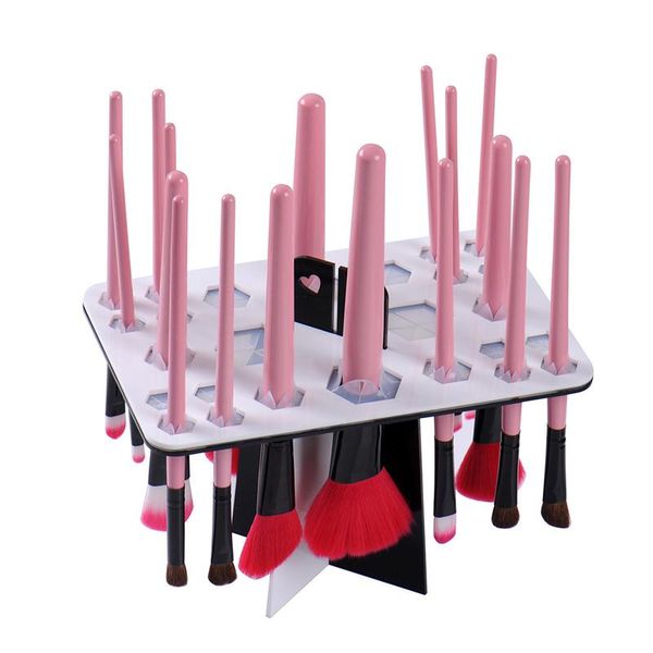 

26 holes makeup brush holder profesional stand make up brushes eyebrow eyeshadow stamp powder brush cosmetic drying rack shelf 4
