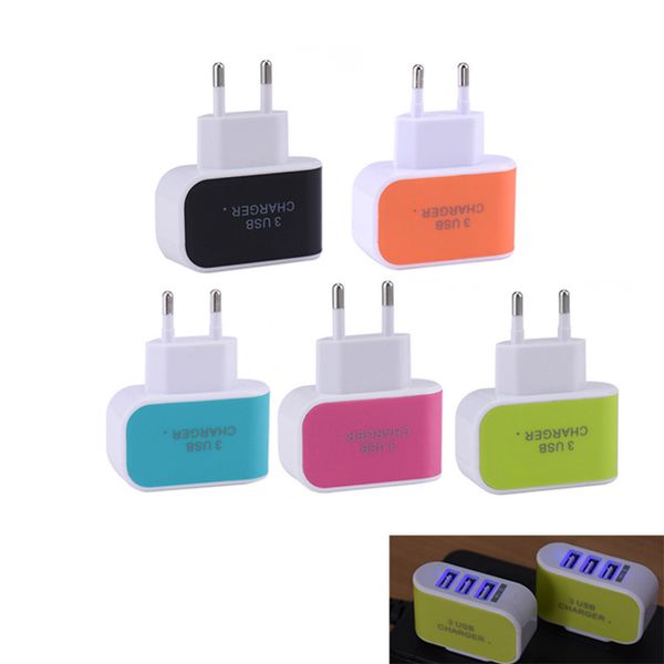 

us eu plug 3 usb wall chargers 5v 3.1a led adapter travel convenient power adaptor with triple usb ports for mobile phone