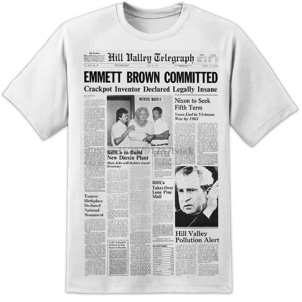 

mens back to the future doc emmenewspaper футболка ретро flux capacitor marty рукава хлопок футболка моды, White;black