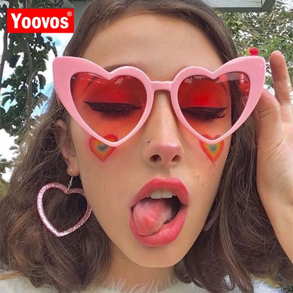 

yoovos 2020 fashion cateye women sunglasses new personalized heart sunglasses women fashion brand design gafas de sol de mujer, White;black