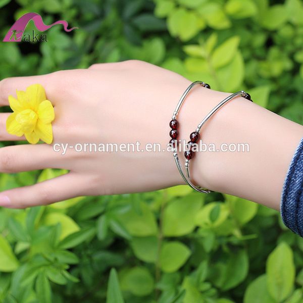 

ювелирные изделия серебряный браслет diy 925 с 5 мм гранат для девочек