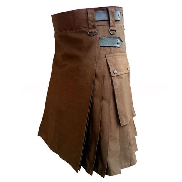 Calças masculinas vintage kilt escócia gótica kendo bolso calças customizáveis roupas escocesas saia plissada calças saia13215