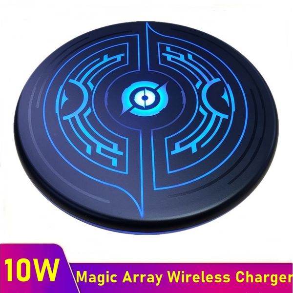 Pad di ricarica wireless veloce per caricabatterie wireless con luce LED magica da 10 W per Samsung S20 S10 S9 S8