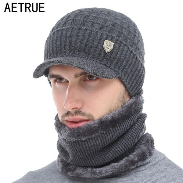 

aetrue winter hat skullies beanies hats winter beanies for men women wool scarf caps balaclava mask gorras bonnet knitted06, Blue;gray