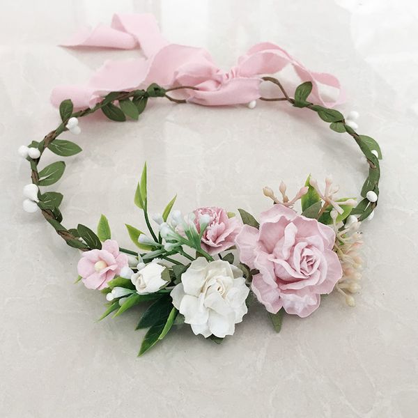 

pink flower girl crown, Slivery;white