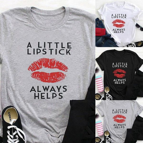 

tshirt short sleeve designer tshirt streetwear casual ladies tshirt o neck tee shirt femme women t shirt red lips print, White