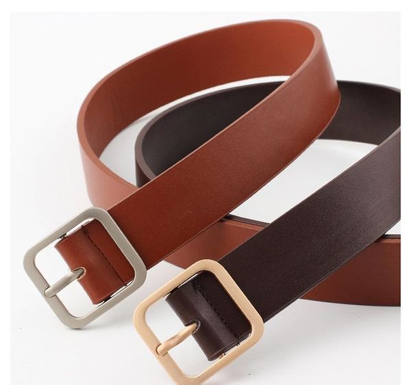 

hatcyggo fashion women belts pu leather square pin buckle waist belt female waistband straps women jeans pants01, Black;brown