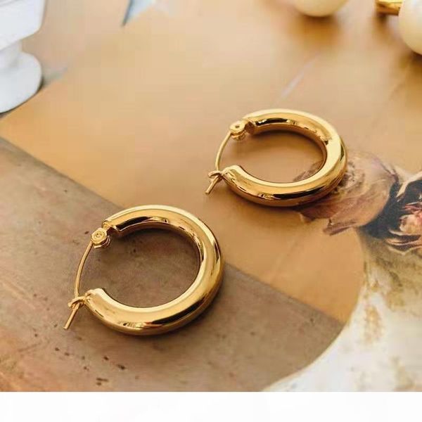

europe and america luxury women earrings yellow gold plated smooth round hoops earrings for girls women for party wedding nice gift, Golden;silver