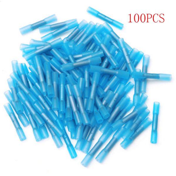 

100pcs blue heat shrink butt wire crimp waterproof connector terminals