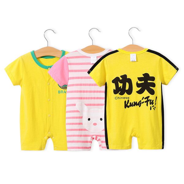 

Baby Kung Fu Clothes Thin Baby Cartoon One-Piece Suit Summer Newborn Short-Sleeved Short Climb Cotton