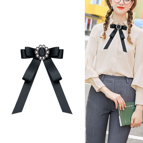 

new woman female simple japanese rhinestone fabric bow tie boutonniere college wind collar flower bow brooch pin, Blue;purple