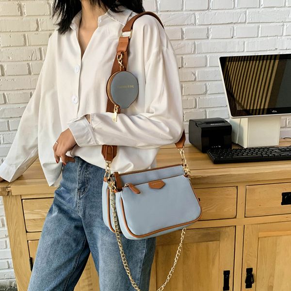 

women set bags three piece shoulder bag pu leather portable wild casual solid color shoulder bag street style