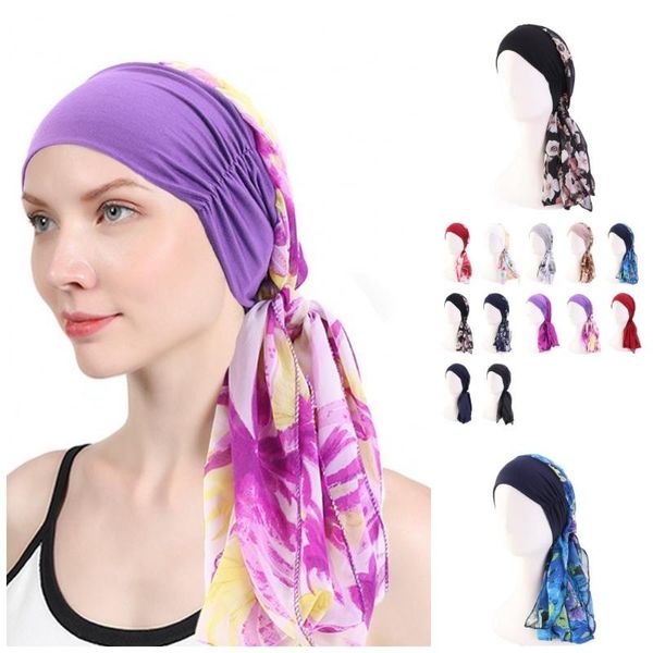 

ethnic clothing women's printed headscarf muslim fashion hijab bandage shawls chemotherapy scarf sleep night cap headwear leisure hat, Red