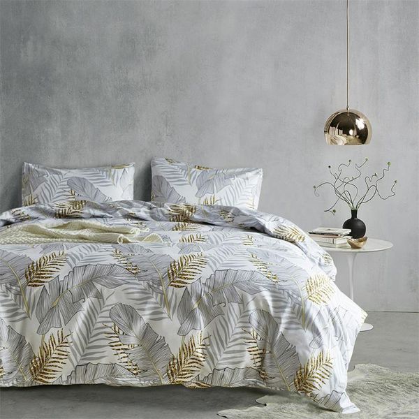 

ns gold leaf printed bedding sets quilt/duvet/comforter cover bedroom 3pcs holiday gift all size