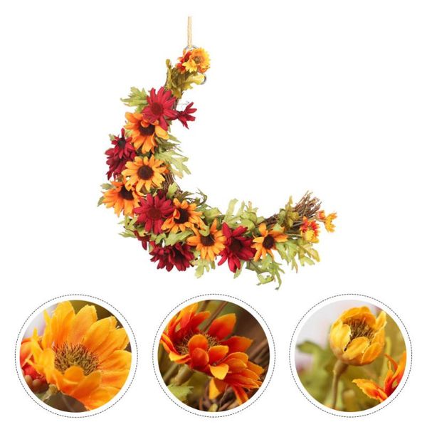 

1pc door wreath floral hoop vine wreath chrysanthemum artificial garland for wedding thanksgiving