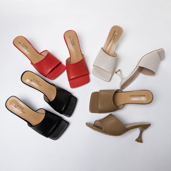 

2020 design slides women 6cm high heels mules fetish summer sandals low heels slippers prom platform stripper shoes, Black