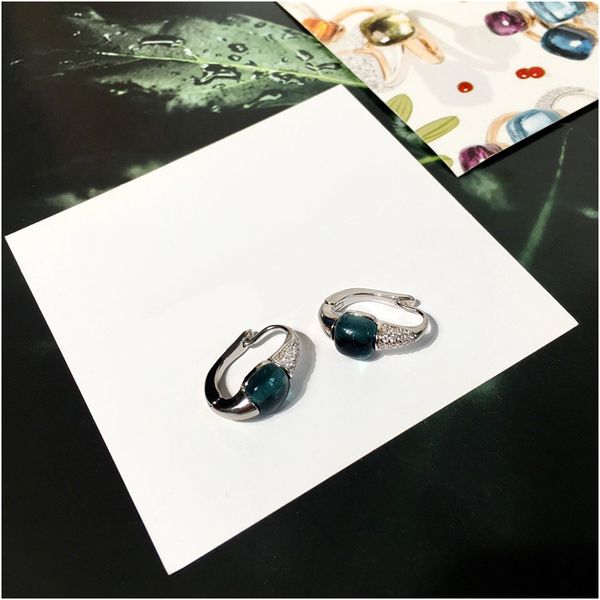 

personalized fashion colored diamond earrings for women silver hoop earrings luxury designer jewelry women, White