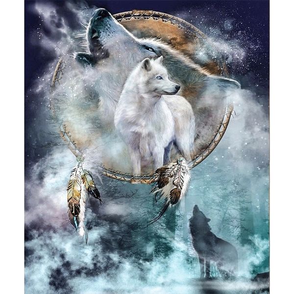 

full square/round diamond 5d diy diamond painting white wolf embroidery cross stitch rhinestone mosaic home decor