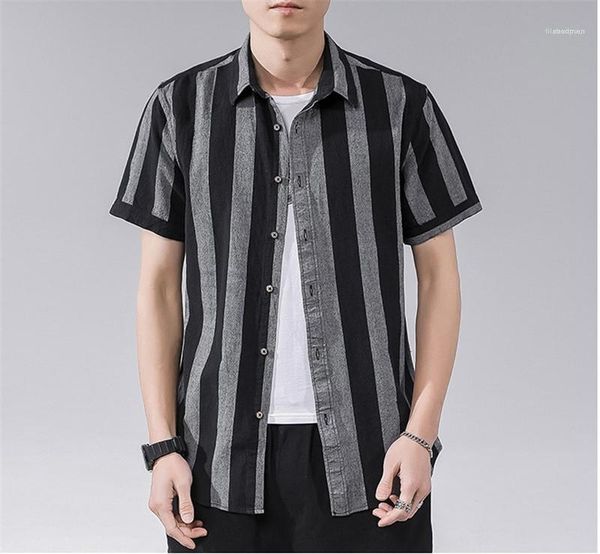 

контраст цвета mens однобортный tops мужские дизайнерские полосатые печати рубашки turn down воротник повседневный тройники с коротким рукав, White;black