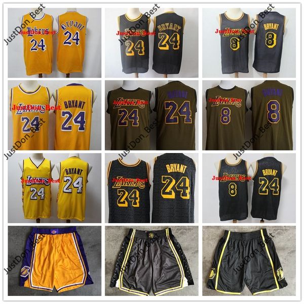 

mens los angeles lakers retro jersey 8 24 bryant yellow basketball jerseys basketball shorts purple red, Black;red