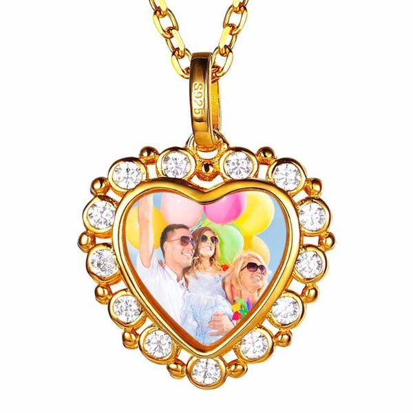 

u7 custom p necklace text engravable memorial full color picture personalized jewelry 925 sterling silver pendant with chain