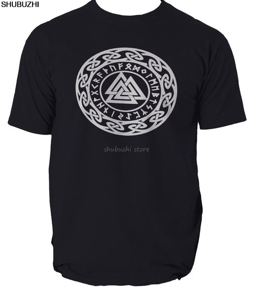 

valknut with runes t shirt, asatru pagan germanic mystic symbol sic colours cool casual pride t shirt men sbz1390
