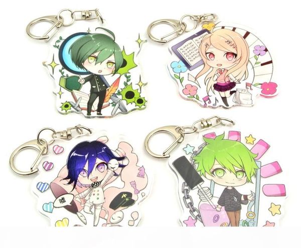 

anime dangan ronpa danganronpa v3 kokichi saihara akamatsu amami acrylic keychain cosplay gift toy key ring, Slivery;golden