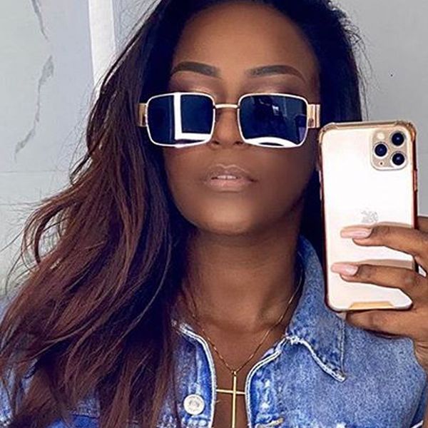 

vintage alloy steampunk sunglasses for women and men 2020 new brand square punk sun glasses male cool hip hop shades black brown, White;black