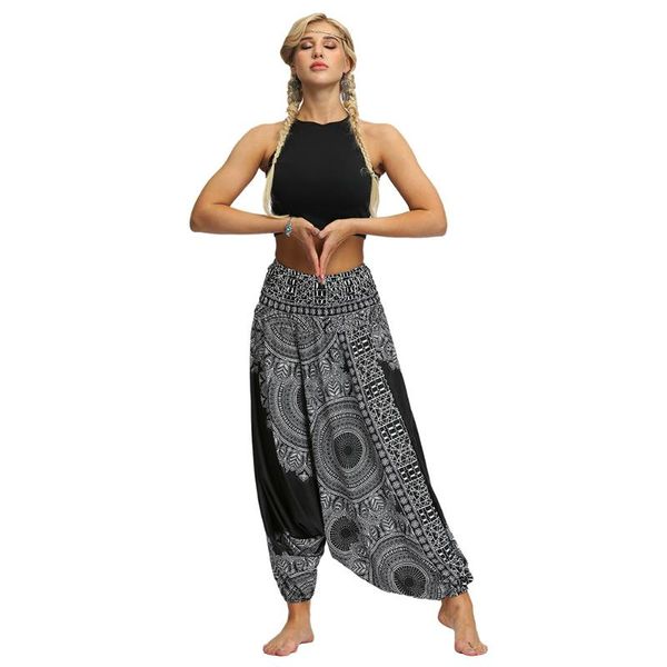 

yoga bloomers fitness ethnic style long harem pants men women bohemian loose yoga travel lounge festival beach print pants, White;red