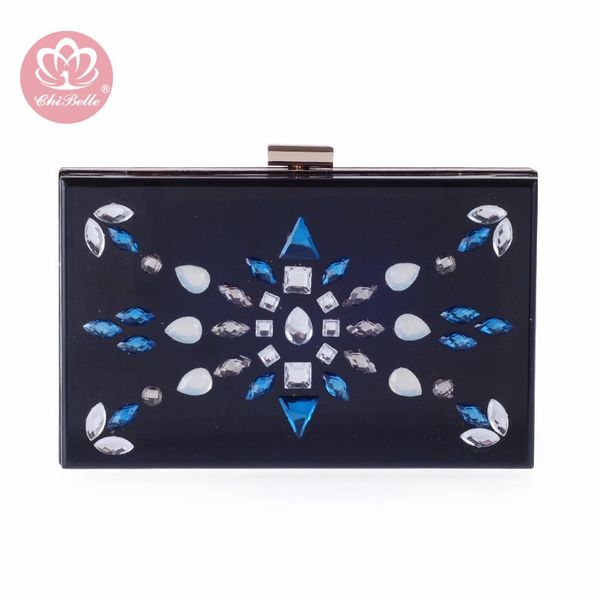 

chi belle черных акриловый блестящий кристалл большого алмаз дизайн дама мешок вечер сцепления личного дисплей сумка лучшее качество коробка