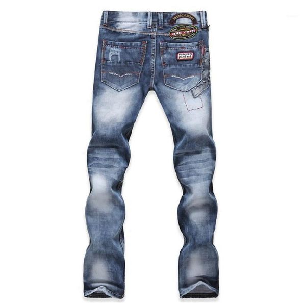 

fit hiphop skateboard jean pants mens designer denim jeans fashion washed ripped pants slim, Blue