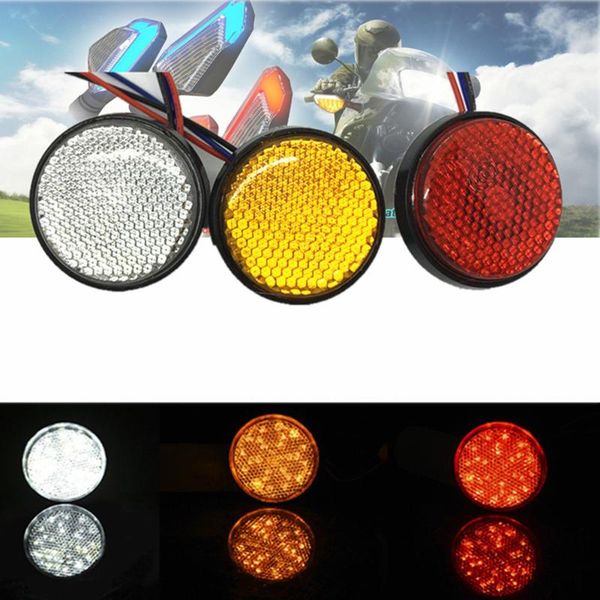 

2pcs 42mm universal led 12v motorcycle atv rear tail light round brake slamp number plate round reflector light new arrival