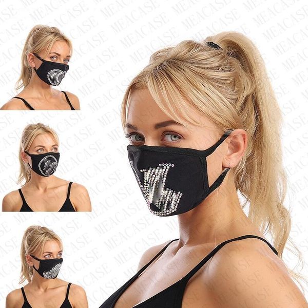 

shinning diamond rhinestone masks bling bling face mask designer washable reusable glitter shinny gem jewel mask dustproof haze cover d8607