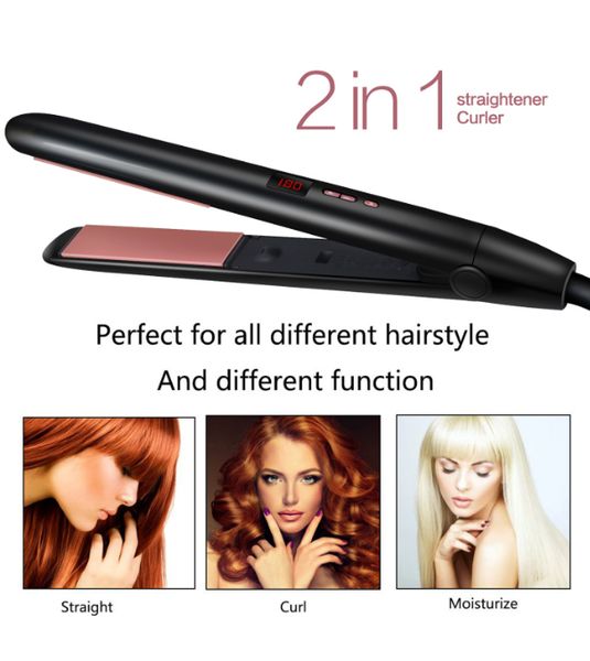 

2 in 1 hair straightener brush comb straighteners flat irons beard straightener hair straightening brush tool, Silver