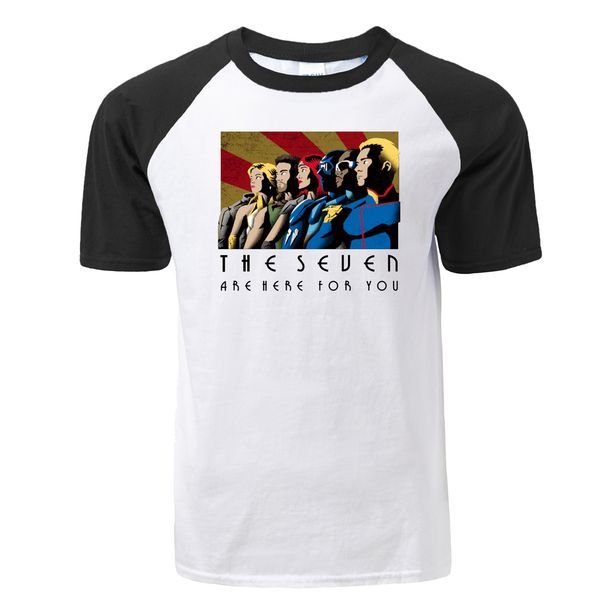 

cool the boys the seuen arehere for you print raglan anime t shirt fashion men summer cotton tshirt hip hop streetwear