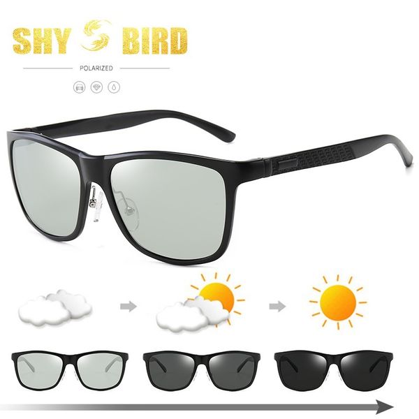 

aluminum magnesium polarized sunglasses men change color glasses male mirrored sun glasses driving pchromic day night vision, White;black