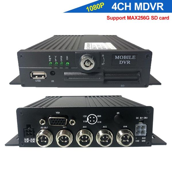 

kits cctv car video recorder 4ch 1080p 720p mdvr support 256gb sd card mobile dvr for truck bus taxi, Black;white