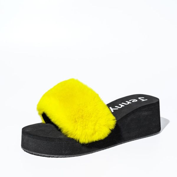 

fur slippers women real fur slides furry flat sandals female casual cute fluffy shoes 2020 winter hot, Black