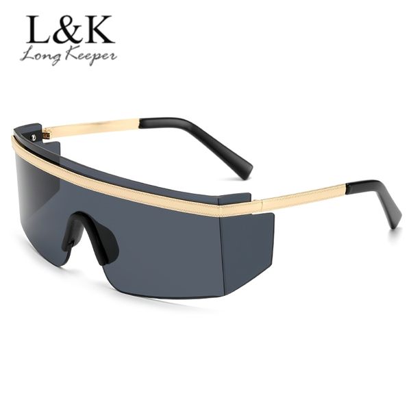 

oversized square sunglasses women men fashion luxury flat rimless eyewear female one piece sun glasses oculos feminino, White;black