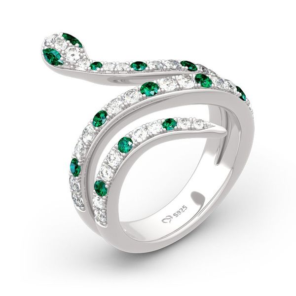 

1pcs new fashion fill in white green water drill cute snake zinc alloy silver plated cool rings for women animal jewelry, Slivery;golden