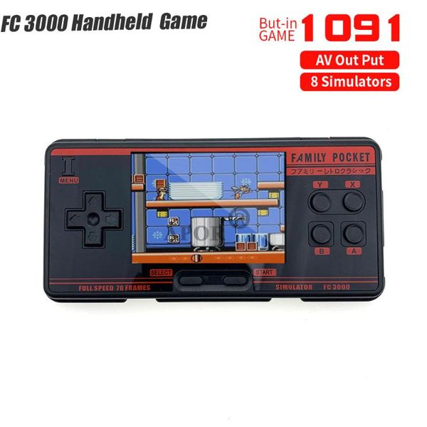 

new handheld game console video gaming portable console 2g memory simulator fc3000 handheld support 8 formats game av out put