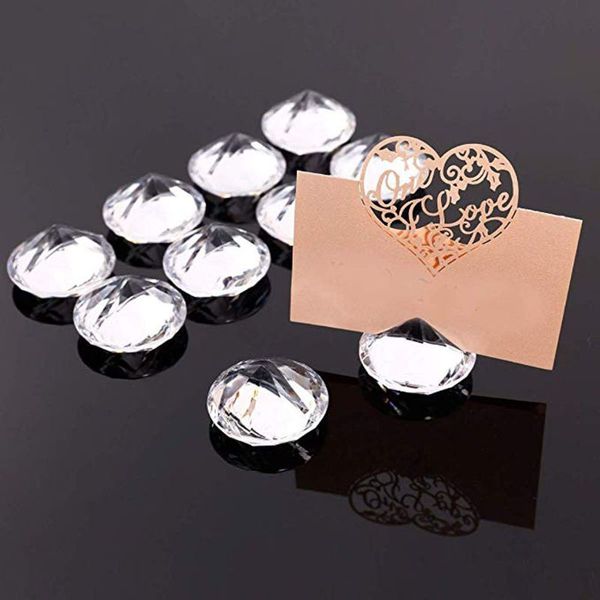 

30pcs diamond table number holder place card holders crystal clear acrylic table card stands party wedding table decor mx200810, Black