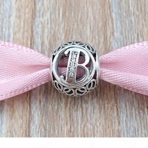 

h a to j letters 925 sterling silver beads vintage charm fits european pan family style jewelry bracelets &necklace 791845cz, Black