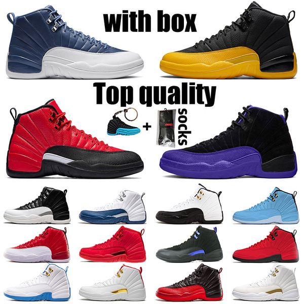

with box basketball shoes new 12 12s womens mens sneakers flu game university gold fiba ovo sneakers