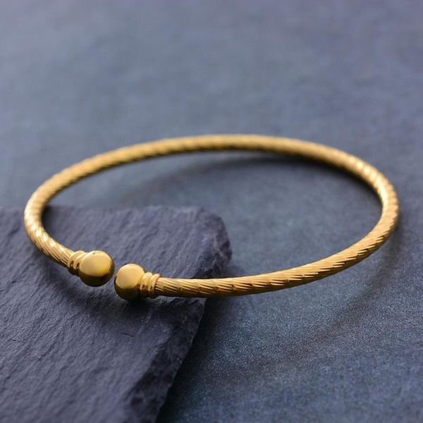 

wando 1pcs ethiopia africa dubai gold fine lines bangles for baby bracelet 24k copper fine jewelry simple style gift, Black