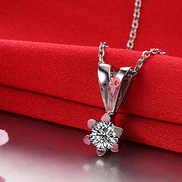 

0.27ct handmade 18k gold natural diamond pendant necklace for women wedding engagement party - dhl shipping, Silver